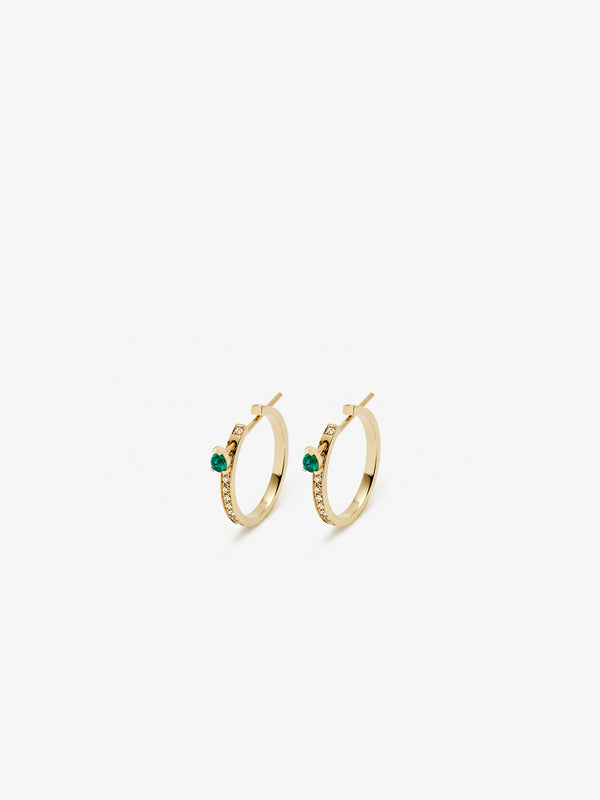 CHIKKA PAVÉ L EARRINGS WITH PEAR EMERALD PINS
